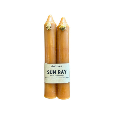 Gold colored Sunray Beeswax Altar Candles - Large