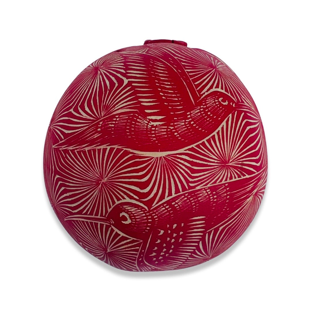 Jicara Red Birds – Hand-Engraved Oaxacan Gourd Mezcal Cup | Casa y