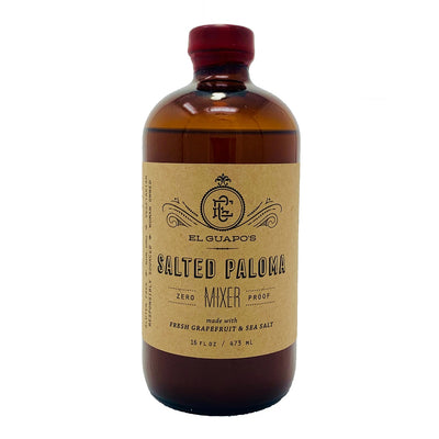 front view of Salted Paloma Drink Mixer in brown glass branded bottle