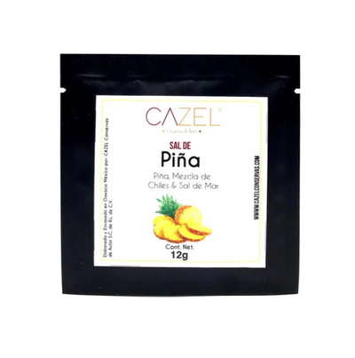 front view of Sal de Pina (Pineapple Salt) in black branded pouch