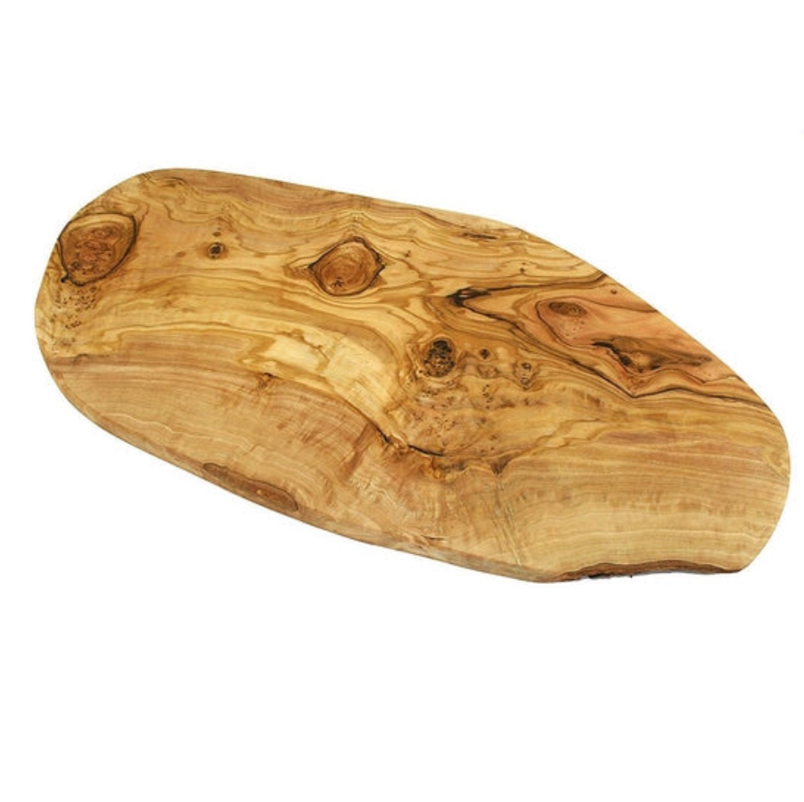 oval shaped cutting board carved from wood 