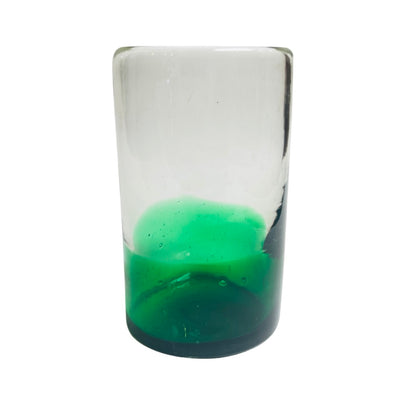 Glass tumbler drinking glass with translucent green base