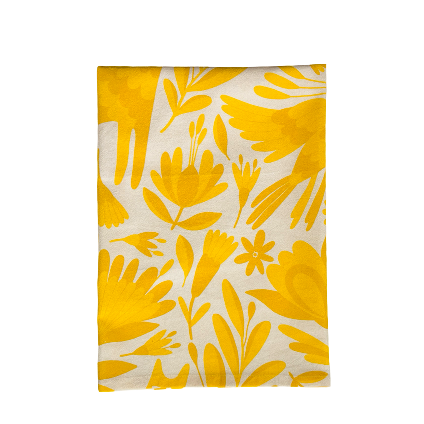 yellow otomi designed kitchen towel folded in quarters