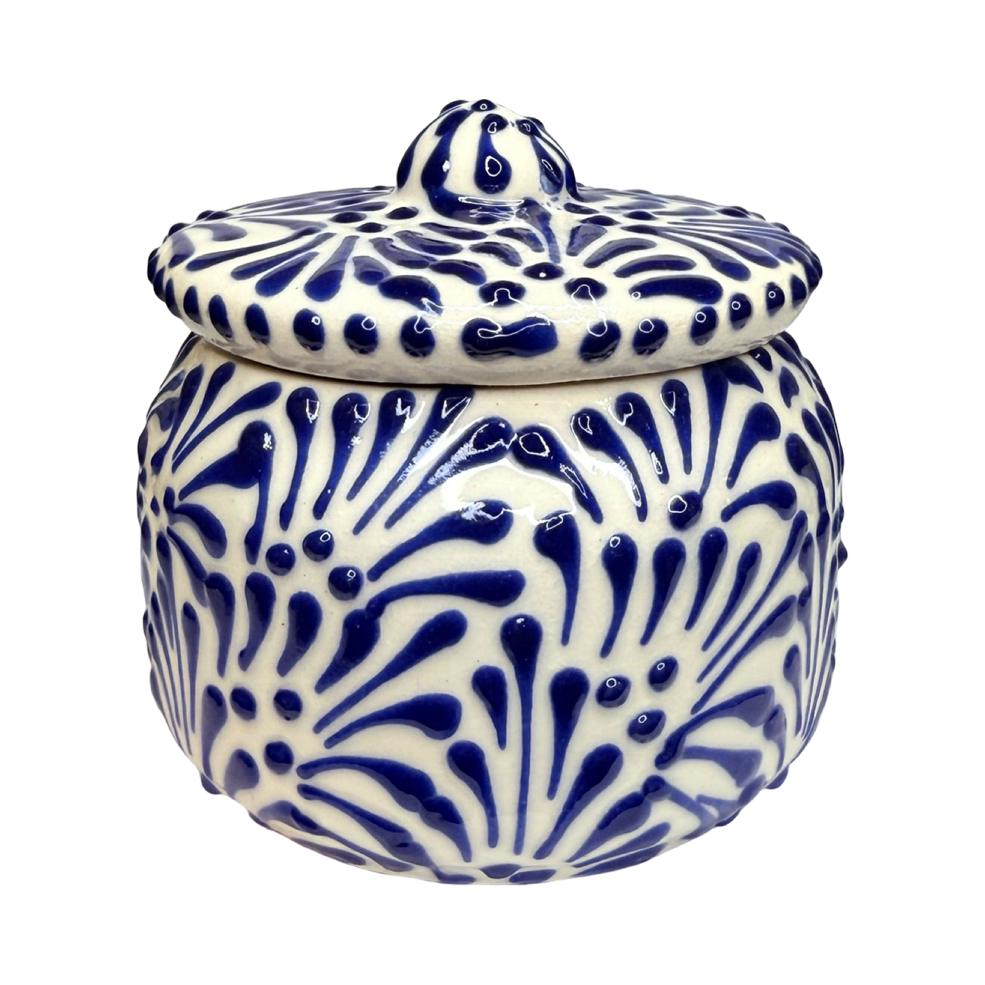 Puebla Talavera Small Container- Blue