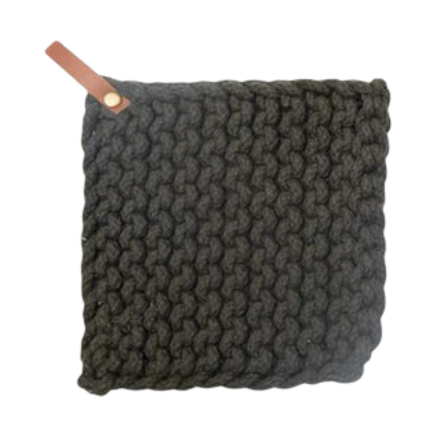 Crocheted Pot Holder with Leather Loop
