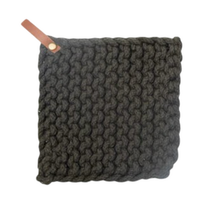 Crocheted Pot Holder with Leather Loop