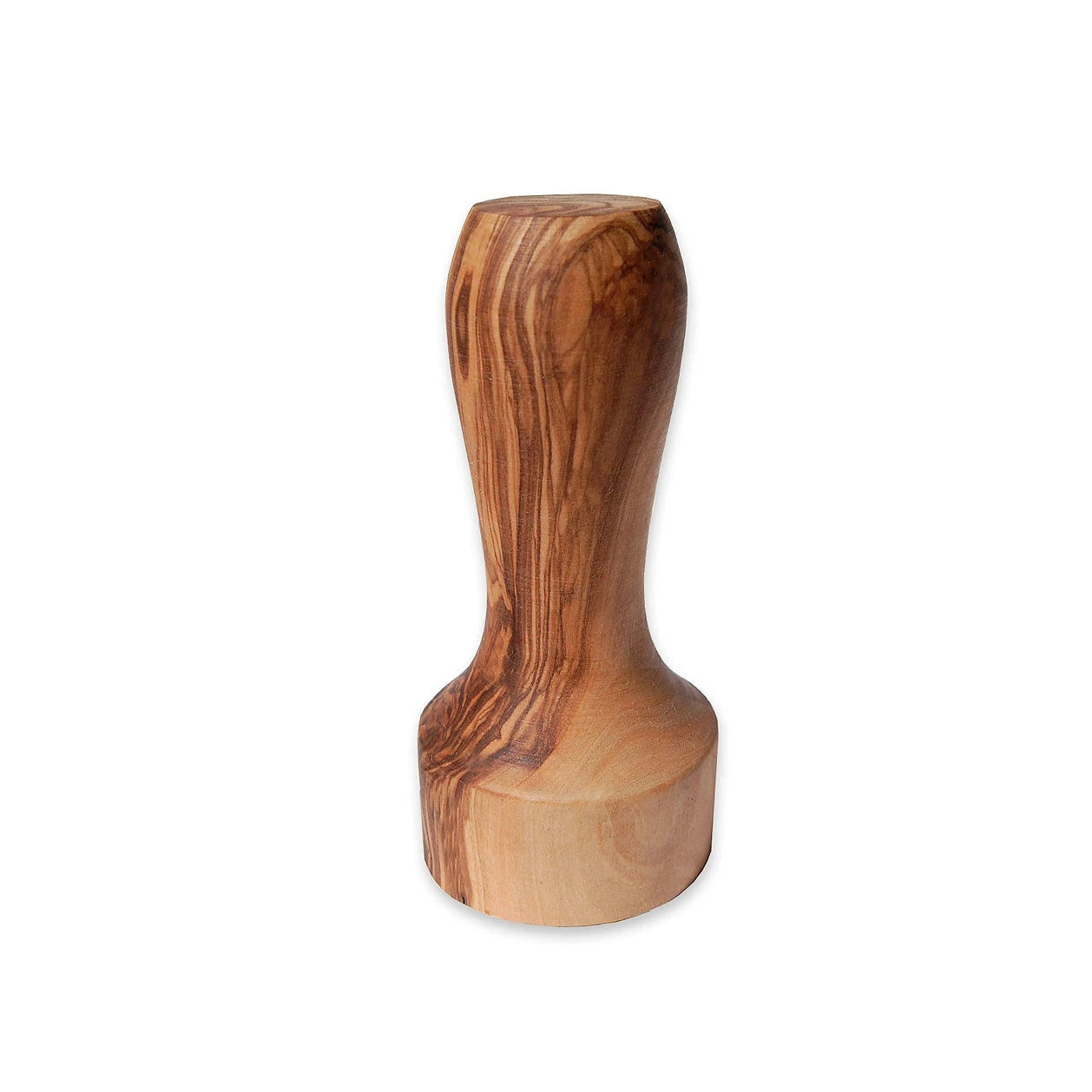 olive wood coffee tamper sitting straight up