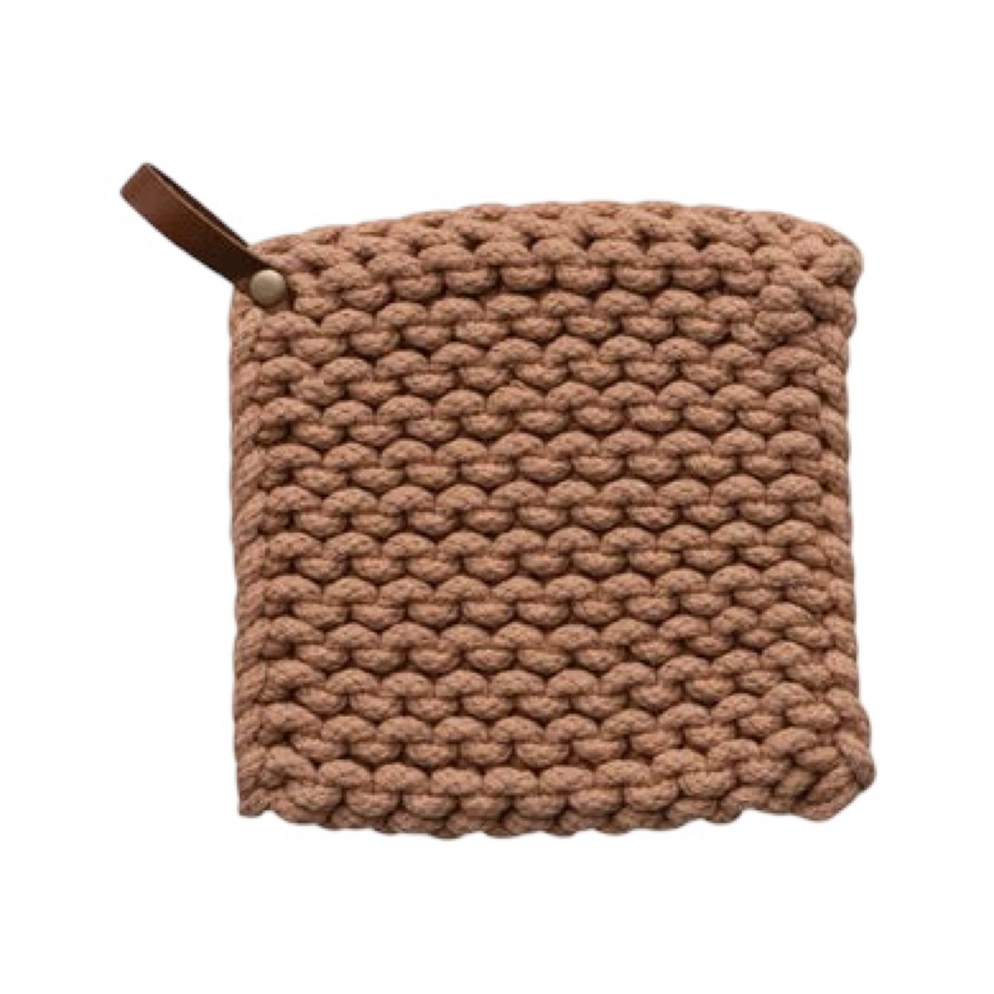 Crocheted Pot Holder with Leather Loop