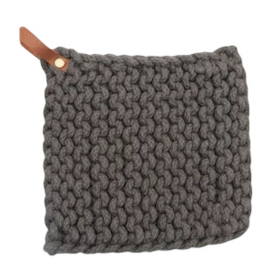 Crocheted Pot Holder with Leather Loop