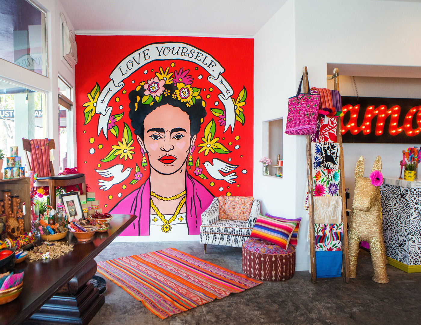 Frida Kahlo mural inside Artelexia store in North Park San Diego California