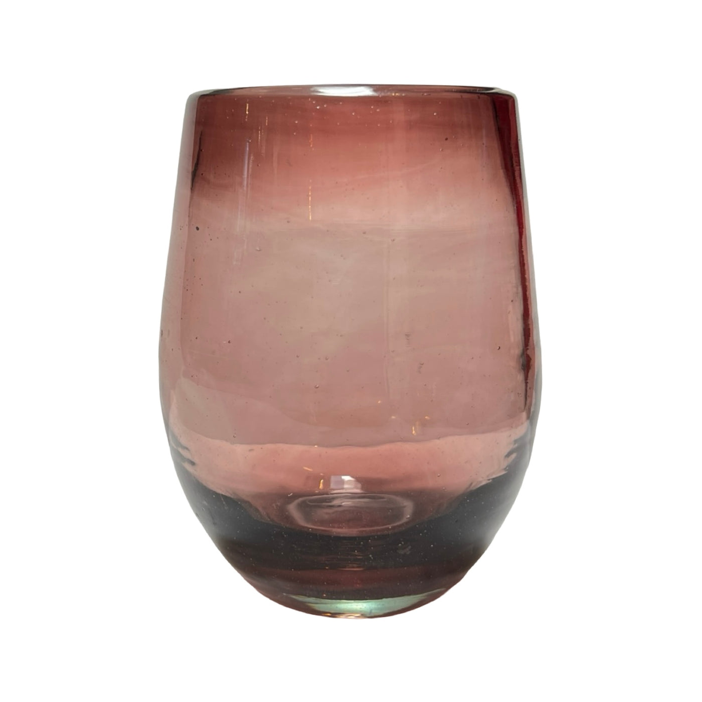 plum colored stemless wine glass