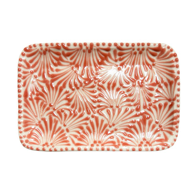 rectangle plate with a coral and white Puebla design