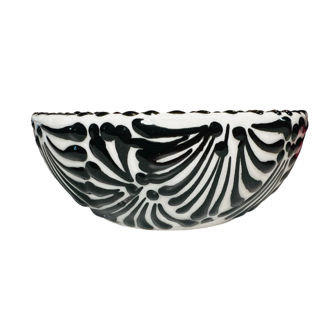 ceramic bowl in a black and white Puebla design