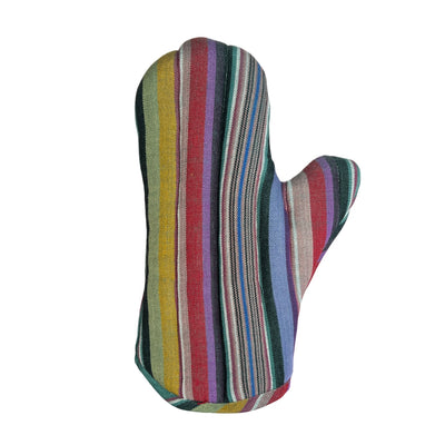 jeweled tone striped design oven mitt