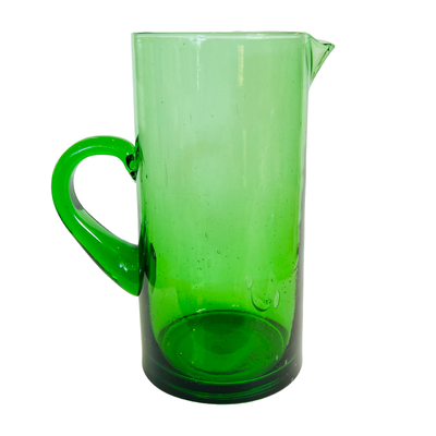 Green glass pitcher with a handle