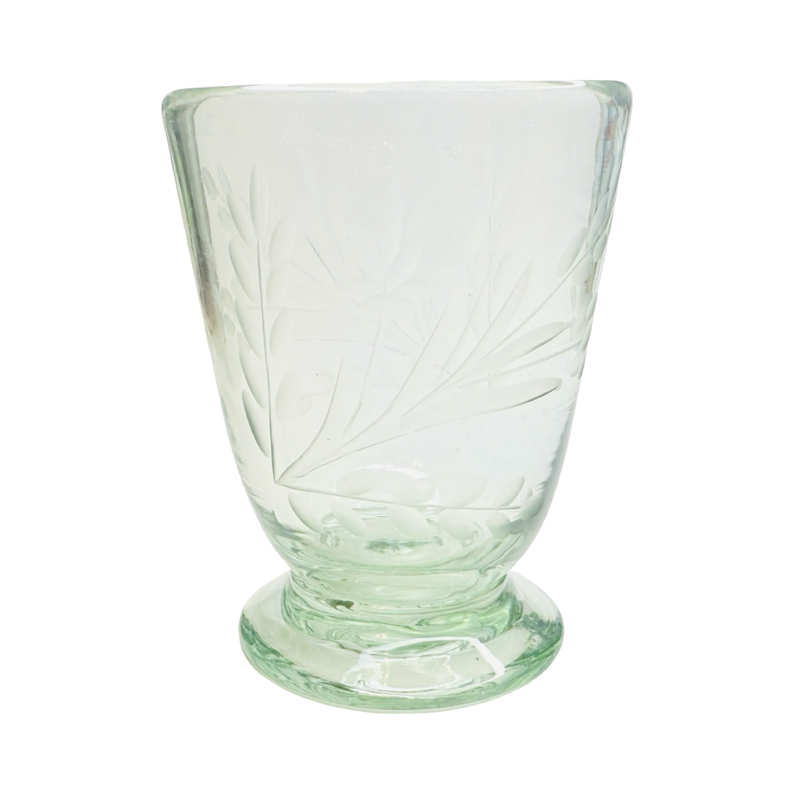 Hand-Etched Blown Footed Glass