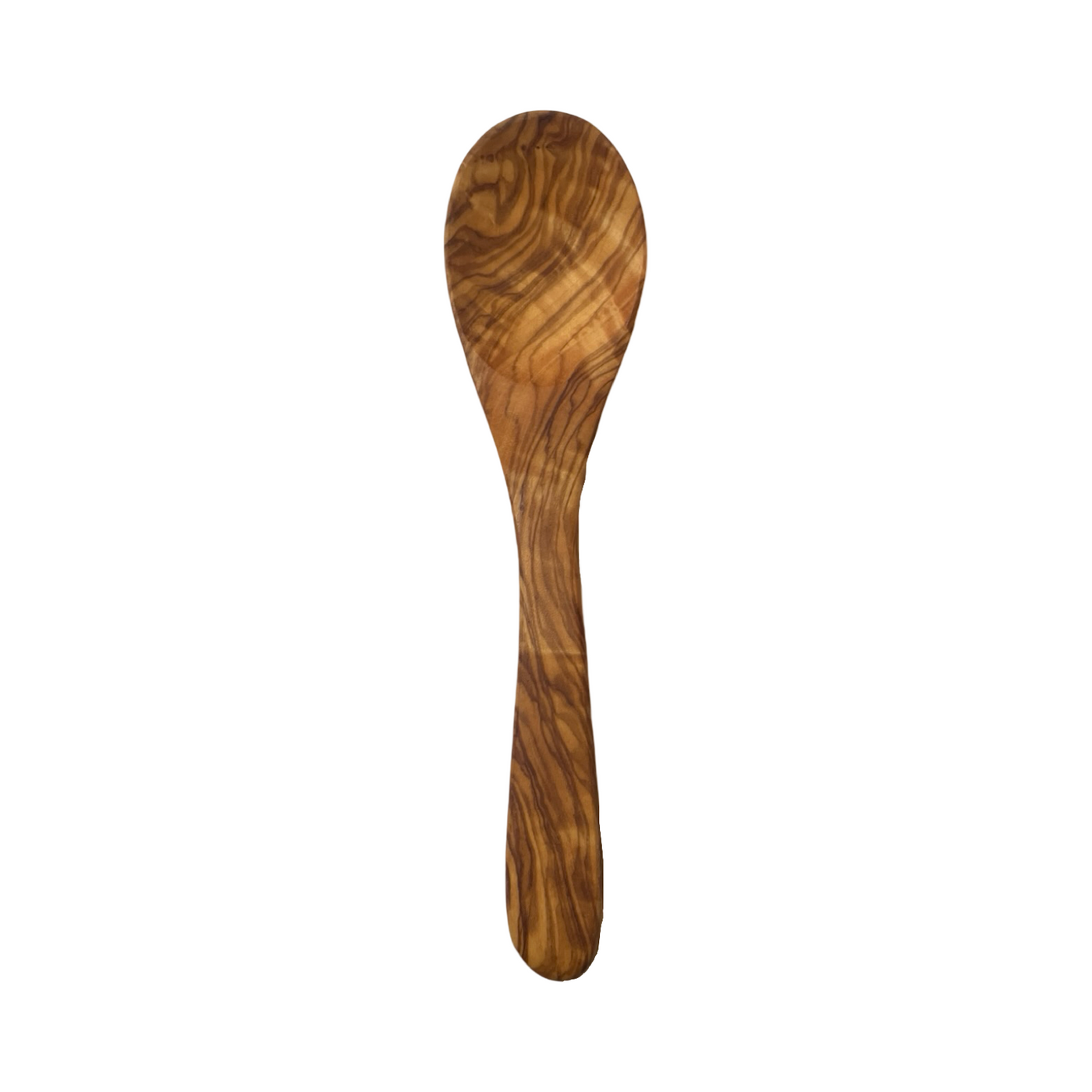 top view of an olive wood spoon