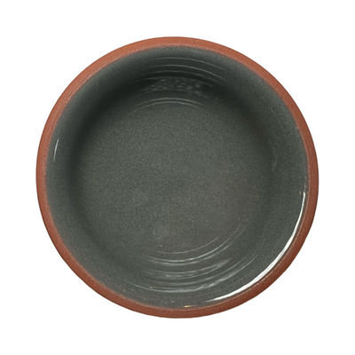 terracotta pinch bowls with an unglazed exterior and glazed interiors in  gray