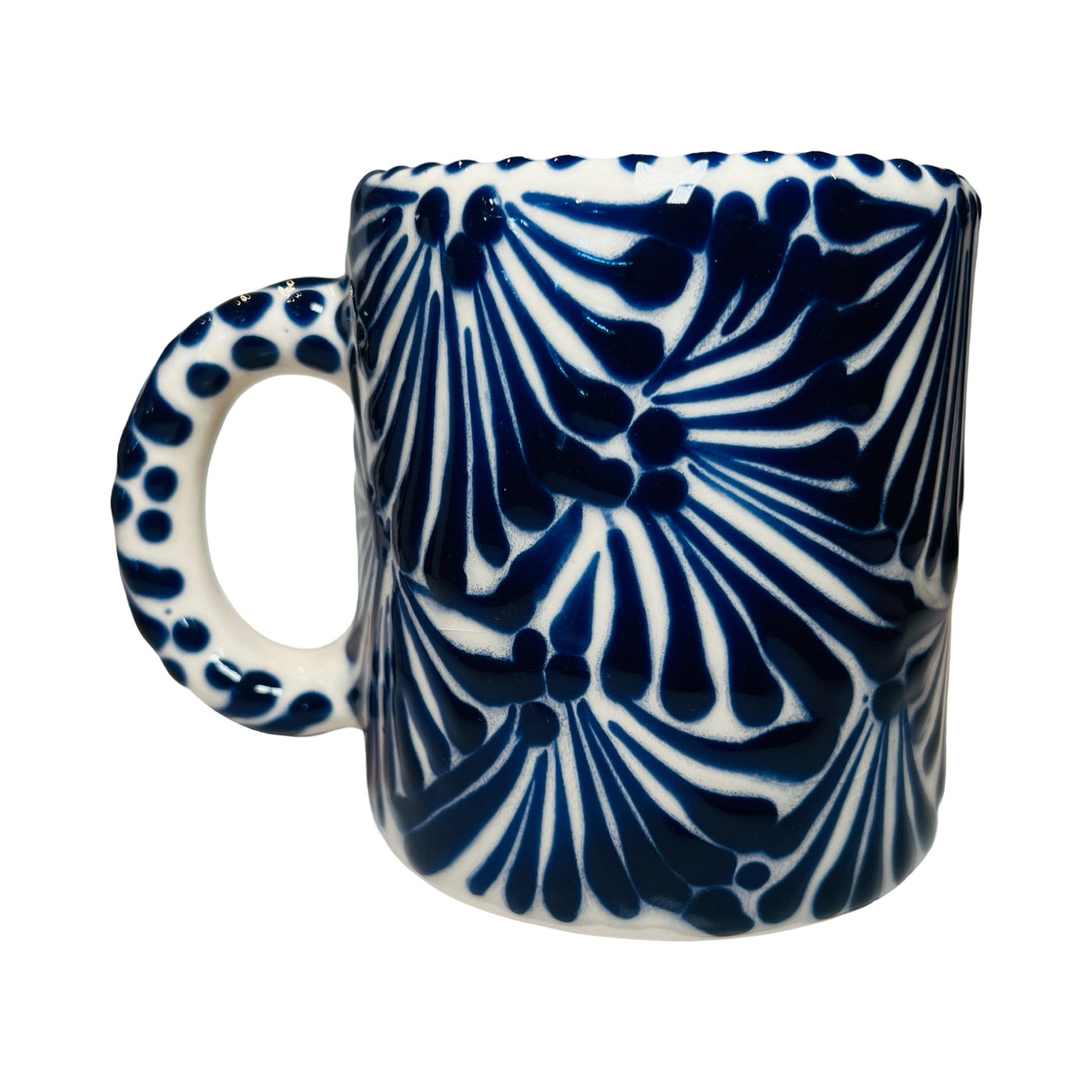 mug with a blue and white Puebla design