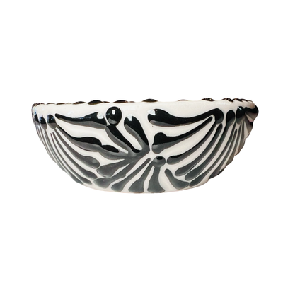 ceramic bowl in a black and white Puebla design