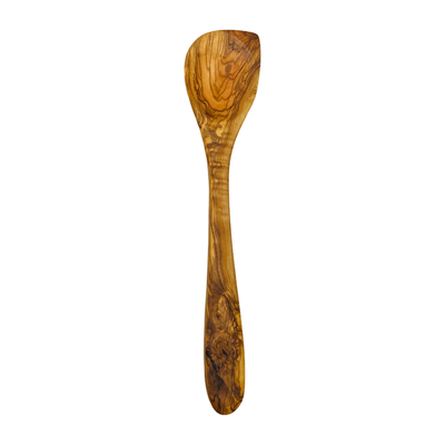 olive wood spoon with a unique corner design