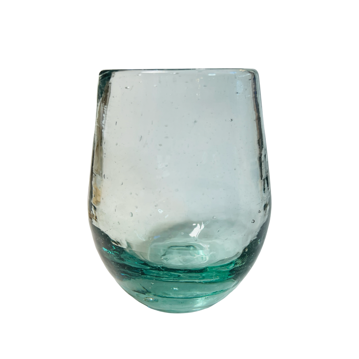 clear colored stemless wine glass