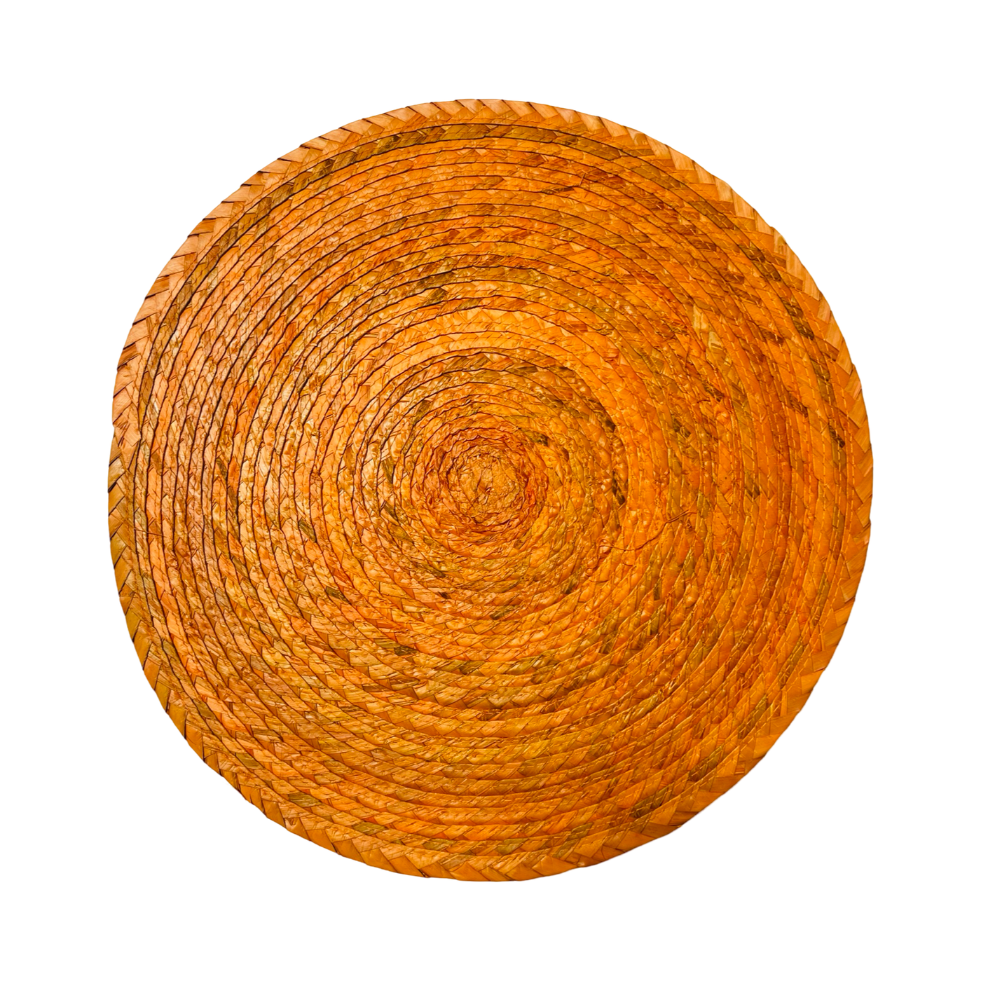 Round Tangerine colored palm placemat