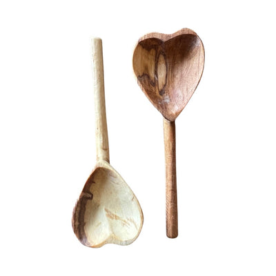 set of wooden heart shaped spoons.
