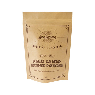 4oz package of Palo santo Incense powder in branded packaging.