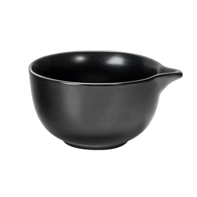 black matte round matcha bowl