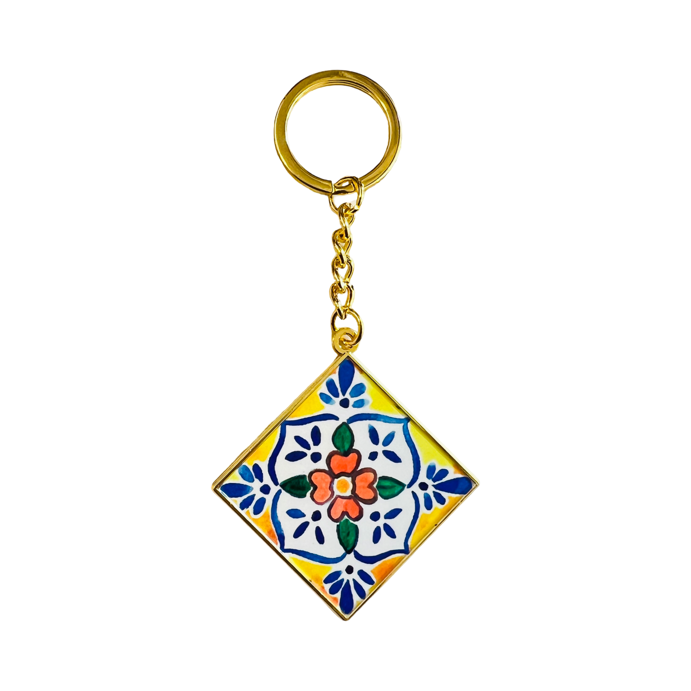 Mexican Tile Keychain | Enamel Talavera-Inspired Key Ring | Casa y Cocina