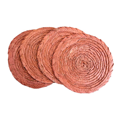 set of 4 dusty rose round palm coasters