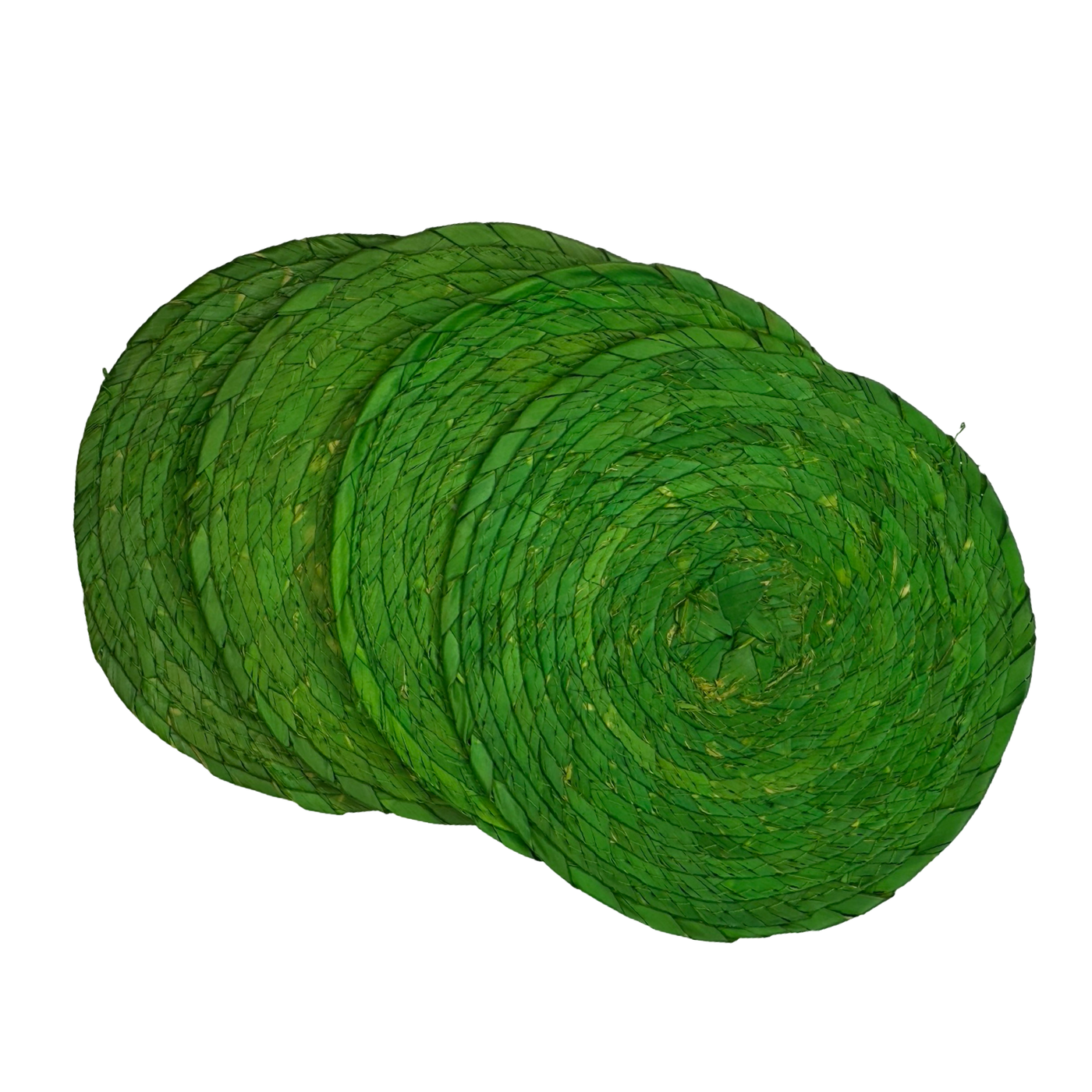 set of 4 green round palm coasters
