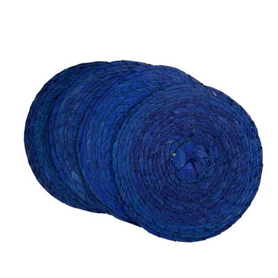 set of 4 royal blue round palm coasters