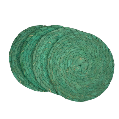 set of 4 seafoam round palm coasters