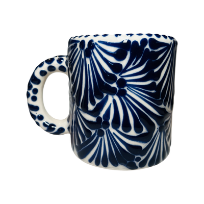 mug with a blue and white Puebla design