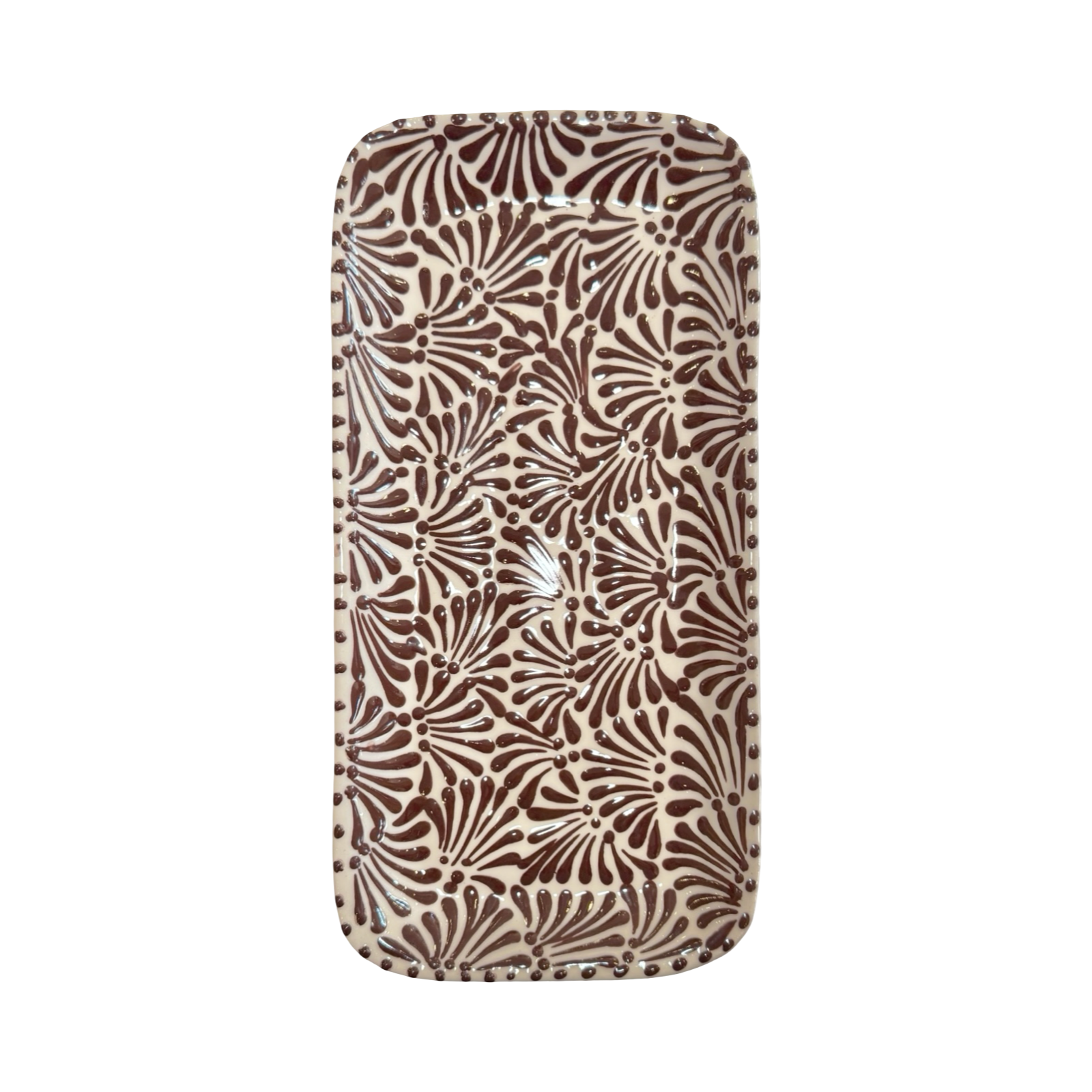 Puebla Talavera Large Rectangle Plate - Brown
