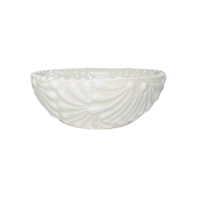 ceramic bowl with white and cream Puebla design