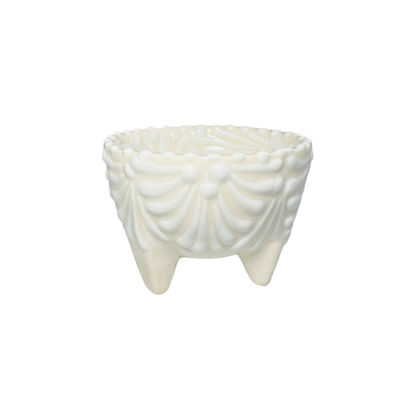 mini salsero with a cream and white Puebla design