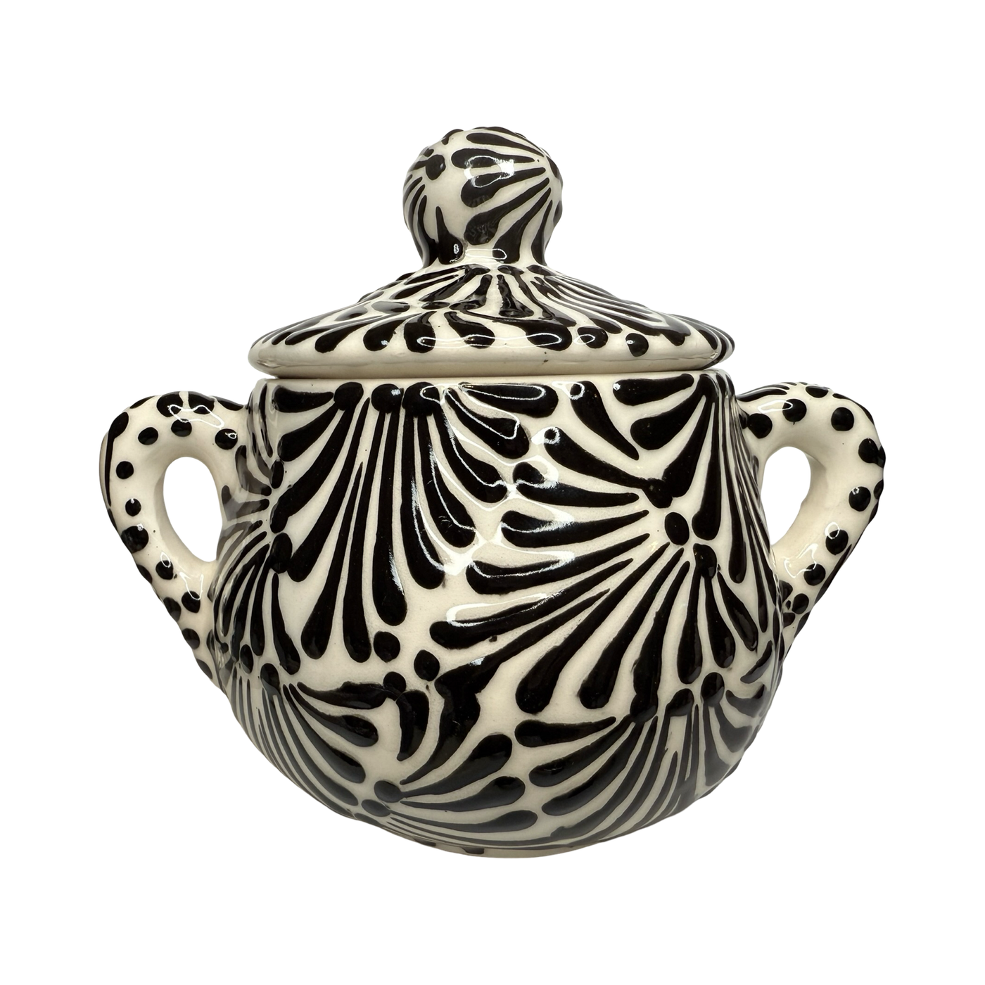 Puebla Talavera Sugar Container - Black