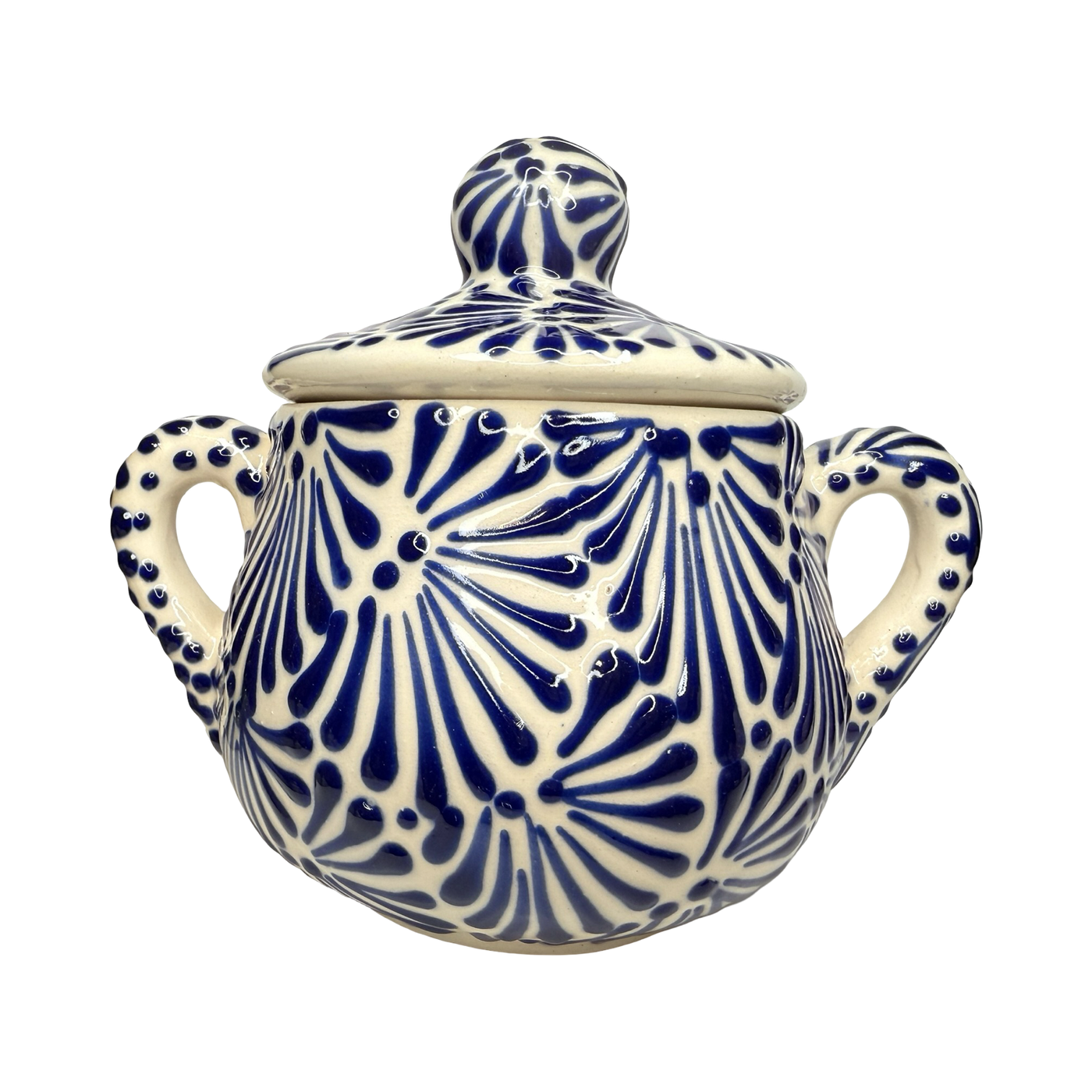 Puebla Talavera Sugar Container - Blue