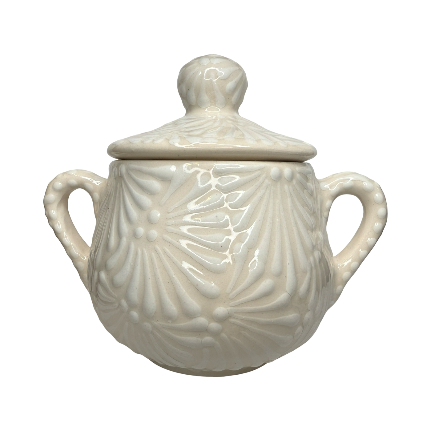 Puebla Talavera Sugar Container - White