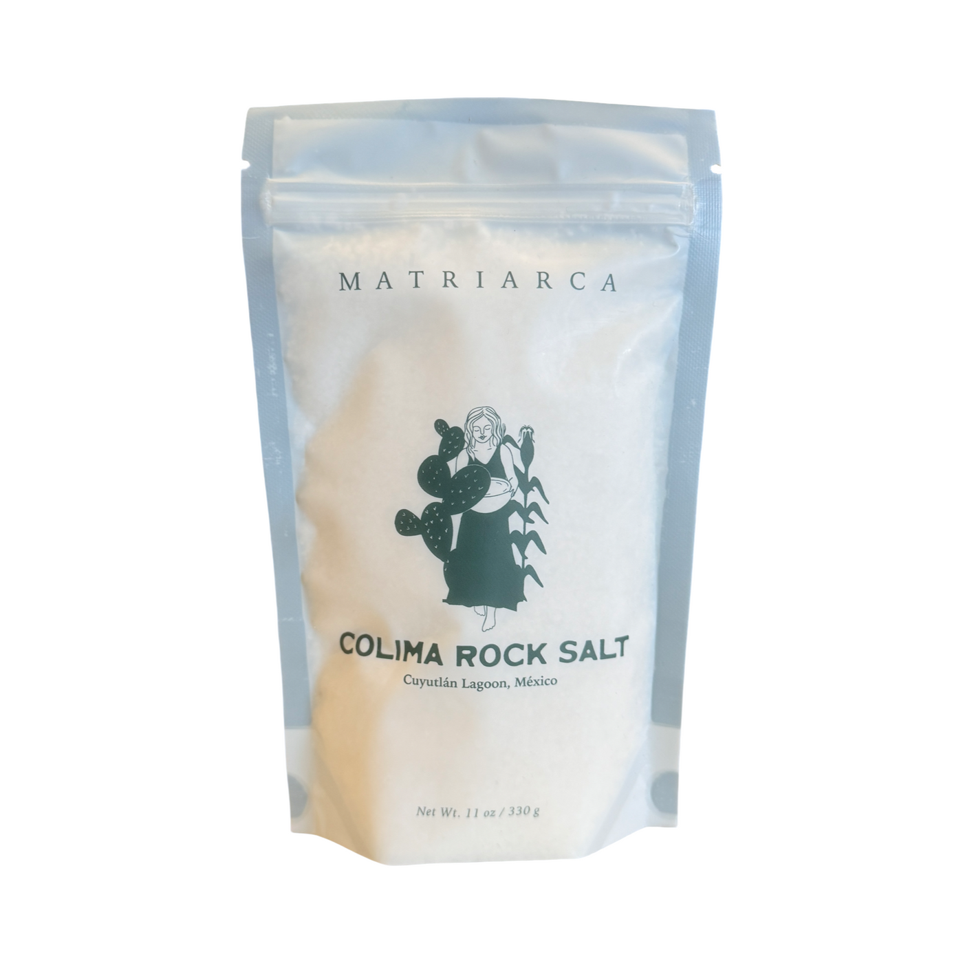 11 oz frosted pouch of colima rock salt by Matriarca.