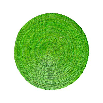 Round green colored palm placemat