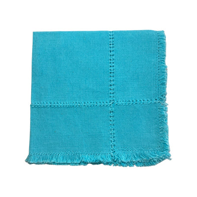 Aqua Handwoven Cotton Napkin quarter folded