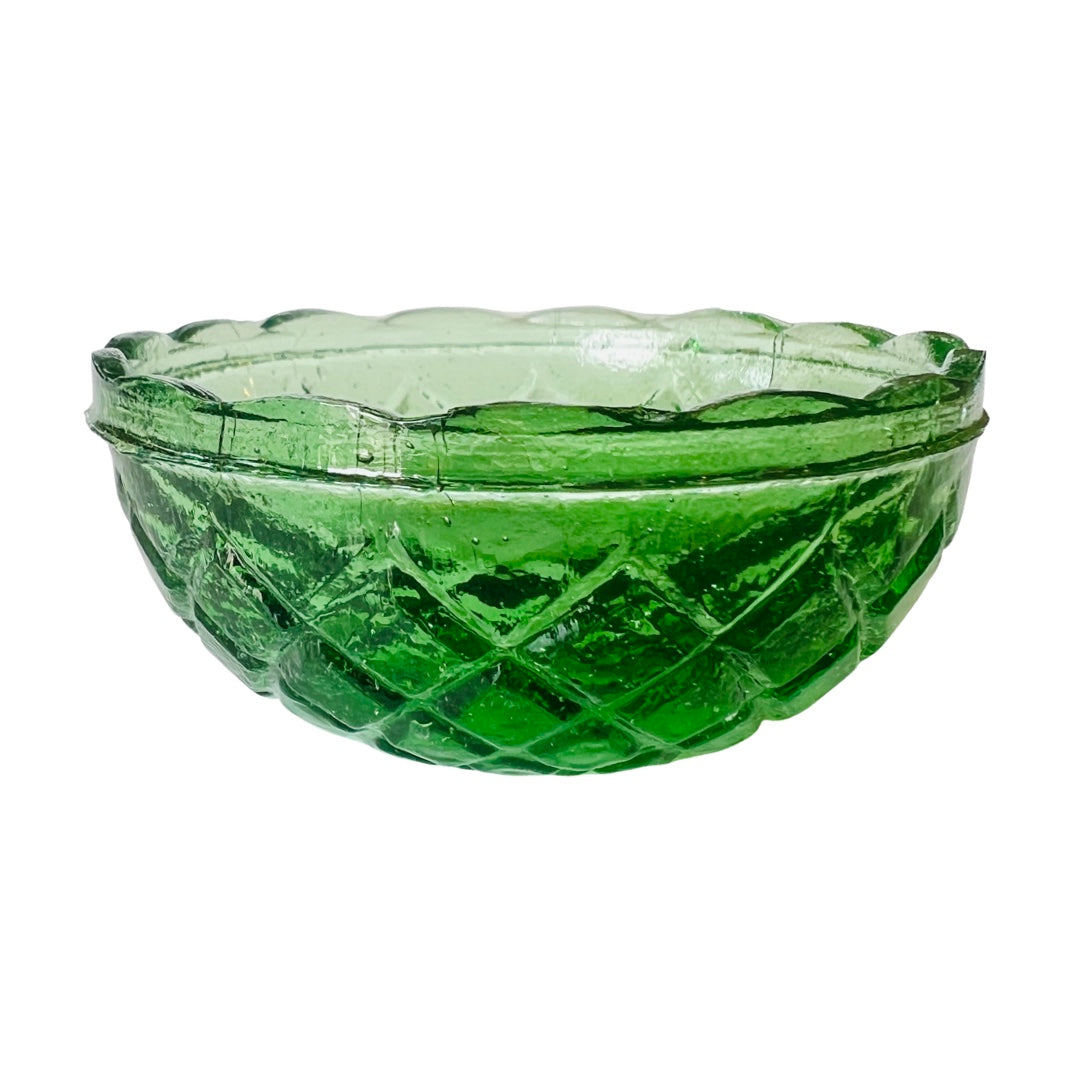 Small green glass bowl
