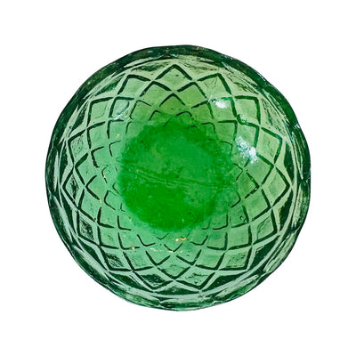 top view of a Small green glass bowl