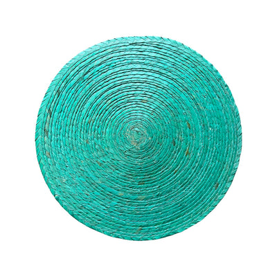 seafoam colored round palm placemat