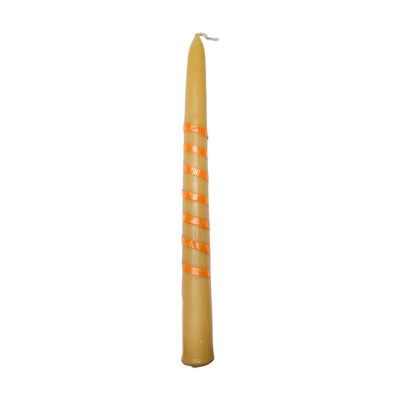 Cream candlestick with an orange ribbon