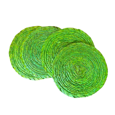 set of four green palm coasters